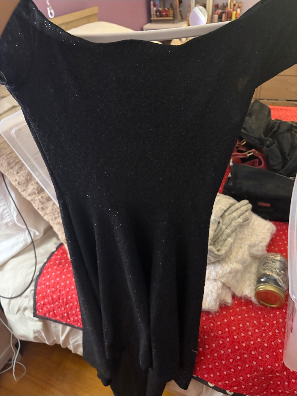 Black Sparkle Fit-and-Flare Women’s Dress